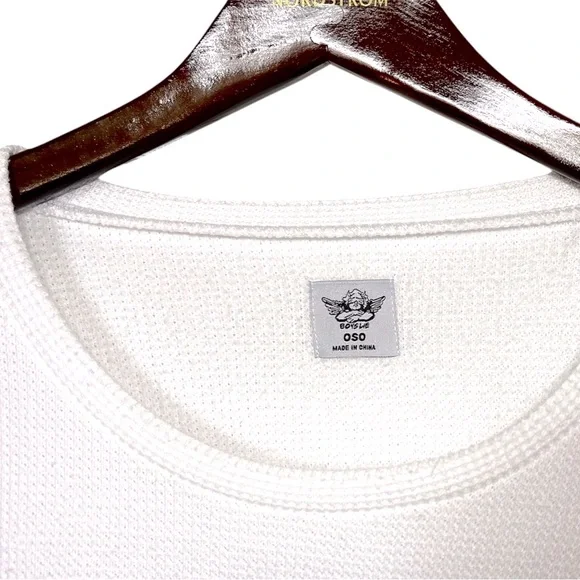 💔NWOT💔 DEADSTOCK‼️Boys Lie Graphic Oversized Thermal Knit Long Sleeve Tee OSO - Picture 6 of 6